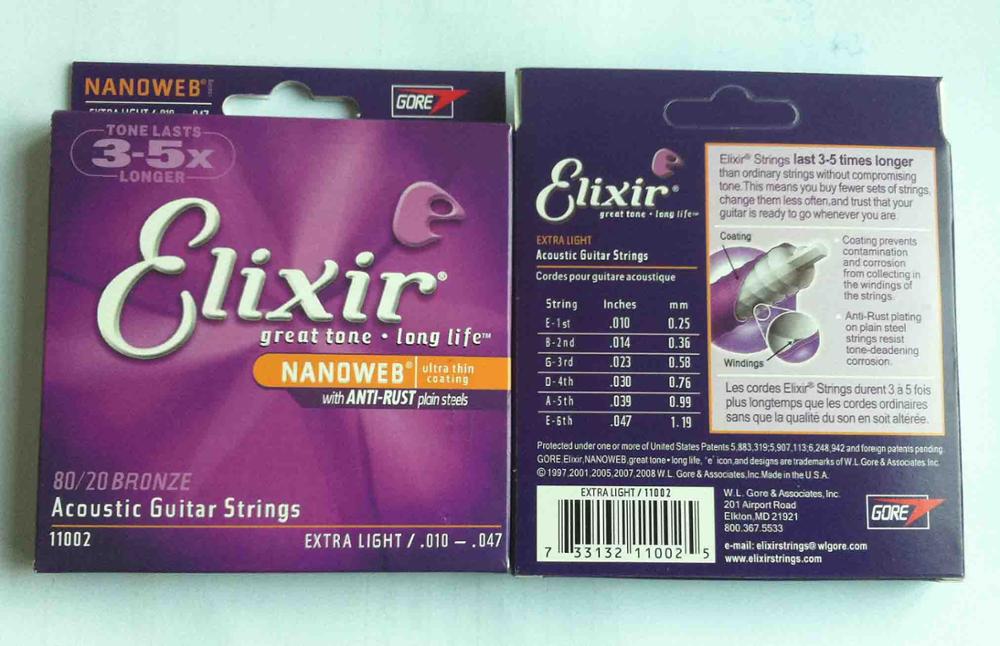Nanoweb extra light Elixs 11027/11002/11052 cuerdas de guitarra acústica recubrimiento ultra delgado con aceros lisos antioxidantes 80/20 bronce