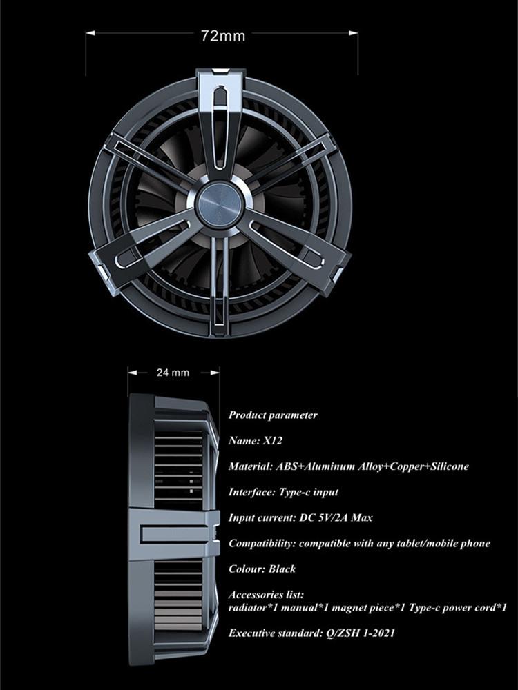 X12 uniwersalny telefon komórkowy wentylator chłodzący szybkie chłodzenie wyciszenie RGB fajne światło gra Cooler telefon Radiator Radiator dla inteligentnego telefonu