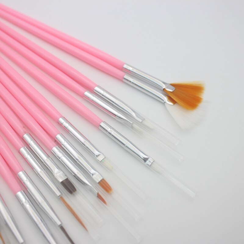 15PCS Face Body Paint Brushes Nylon Hair Painting Nail Brush Set Plastic Handle Drawing Brushes Art Tools Kit