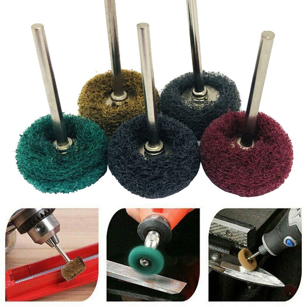 Mini cepillo abrasivo para taladro, rueda de pulido de nailon con vástago de 3mm para herramienta rotativa Dremel, juego de accesorios, 10 unids/paquete