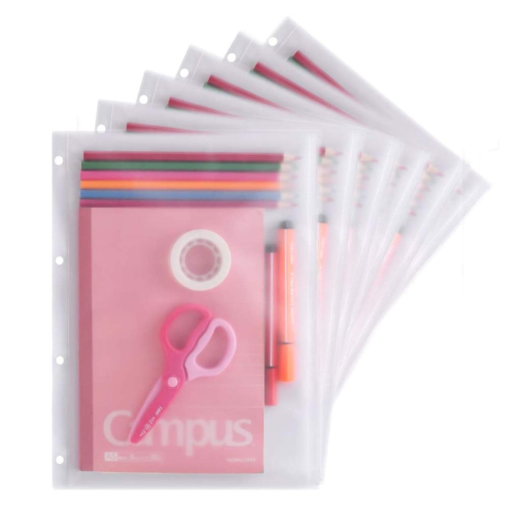 5 stk  a4 størrelse klar pvc glidelås perm lomme innlegg sider organisering plast papir dokument ark foto beskyttende ermer
