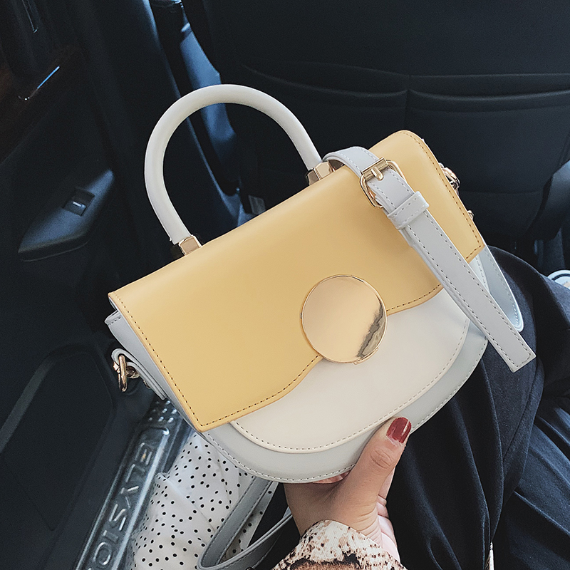 Umhängetaschen aus leder in kontrastfarbe für damen, reisehandtasche, einfache umhängetasche für damen