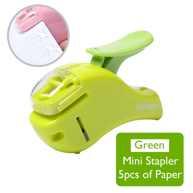 Mini Snoep Kleur Mirui Nietje-Minder Nietmachine 5 Lakens Veilig Job-Saving Student Creatieve Brief Papier School kantoor: Light Green