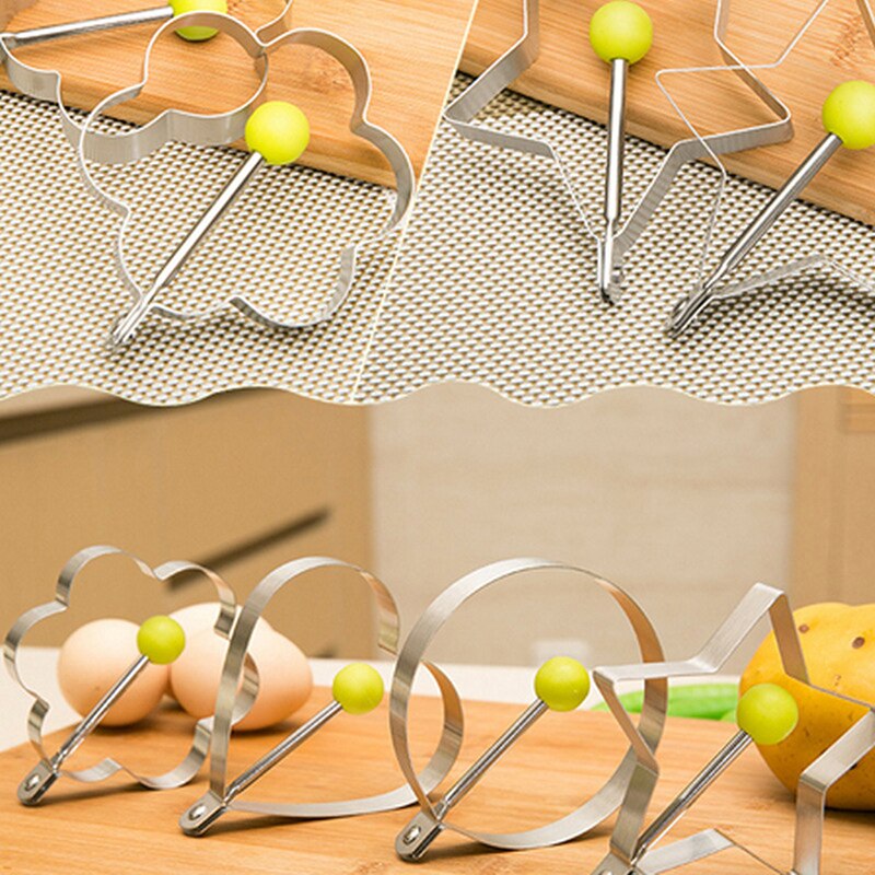 Newest Fried Egg Shaper Stainless Steel Fried Egg Shaper Pancake Ring Circle Mold Heart Shape Kitchen Tool