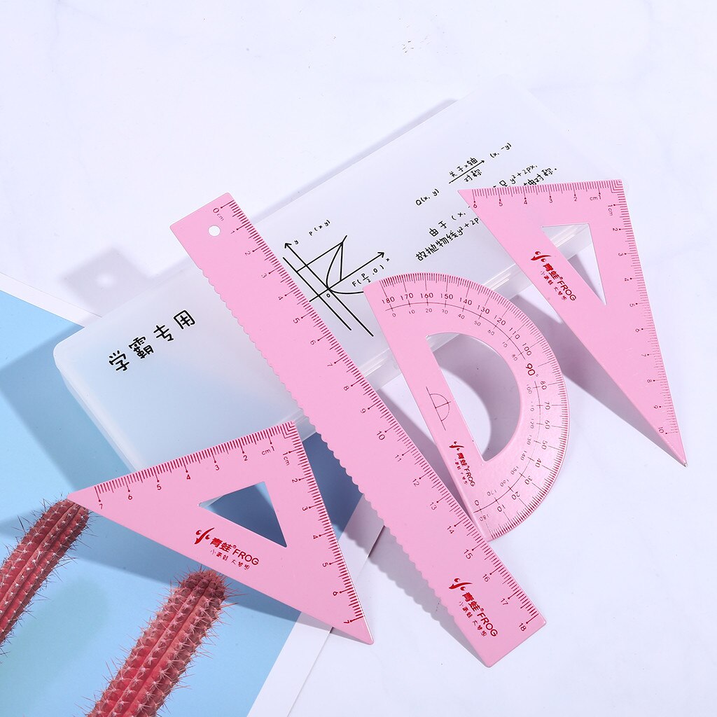 Four-Piece Ruler Geometric Ruler Drawing Boutique Standard Set of Student Office Ruler