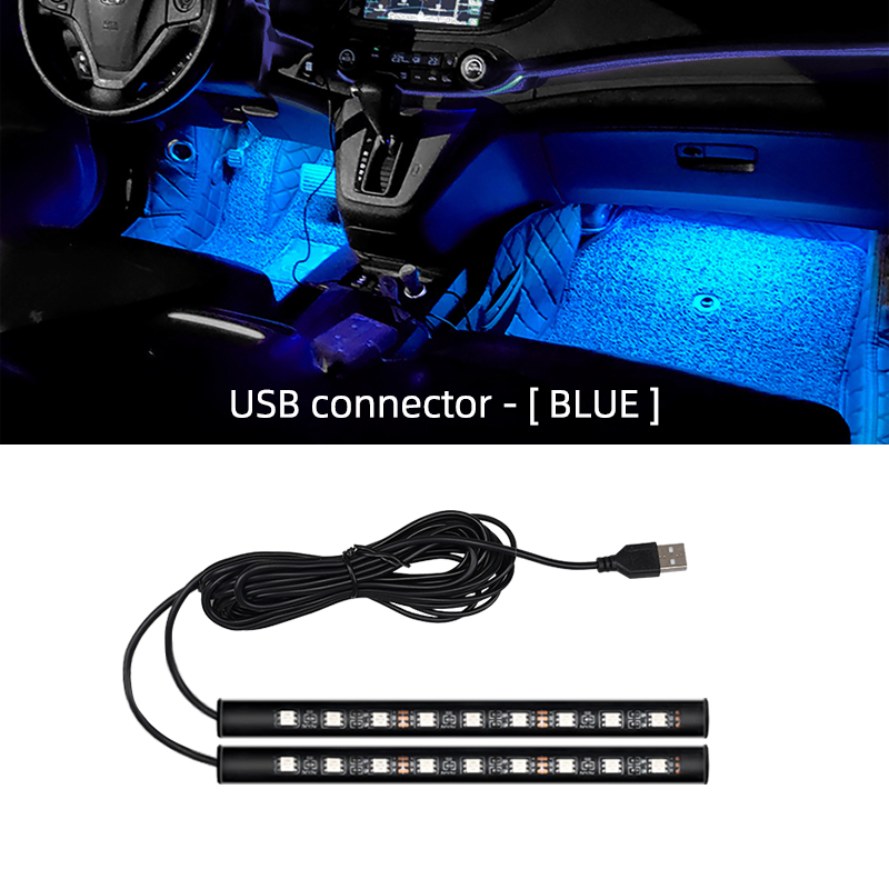 Luz LED de neón para Interior de coche, iluminación de fondo con decoración USB, Lámpara decorativa de ambiente automático Universal de 5V, 18 LED: 6000 K blanco frío