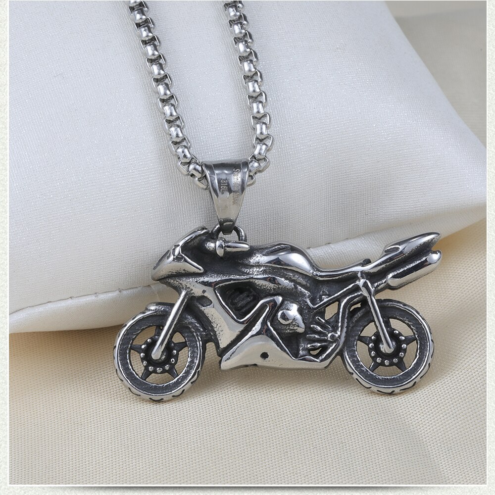 Vintage Mannen Hip Hop Sieraden Punk Rvs Motorfiets Hanger Ketting Mannelijke Bijoux Lange Box Ketting