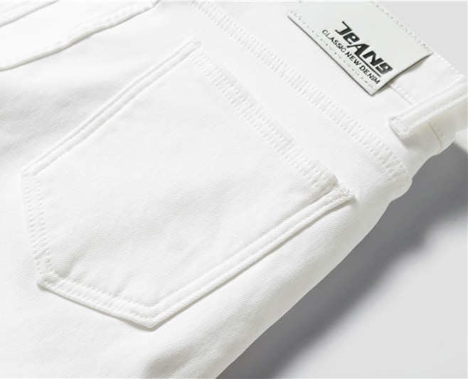 Herre stretch jeans hvide denim bukser til mænd vinter fleece retro bukser afslappet herre jeans størrelse 27-36