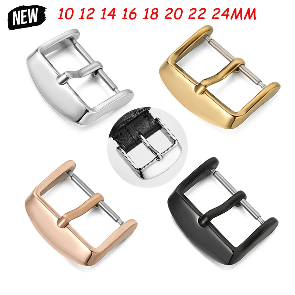 Boucle En Acier Inoxydable Pour Bracelet De Montre 14/16/18 Mm - Neuf Avec étiquettes, Fabriqué En Italie