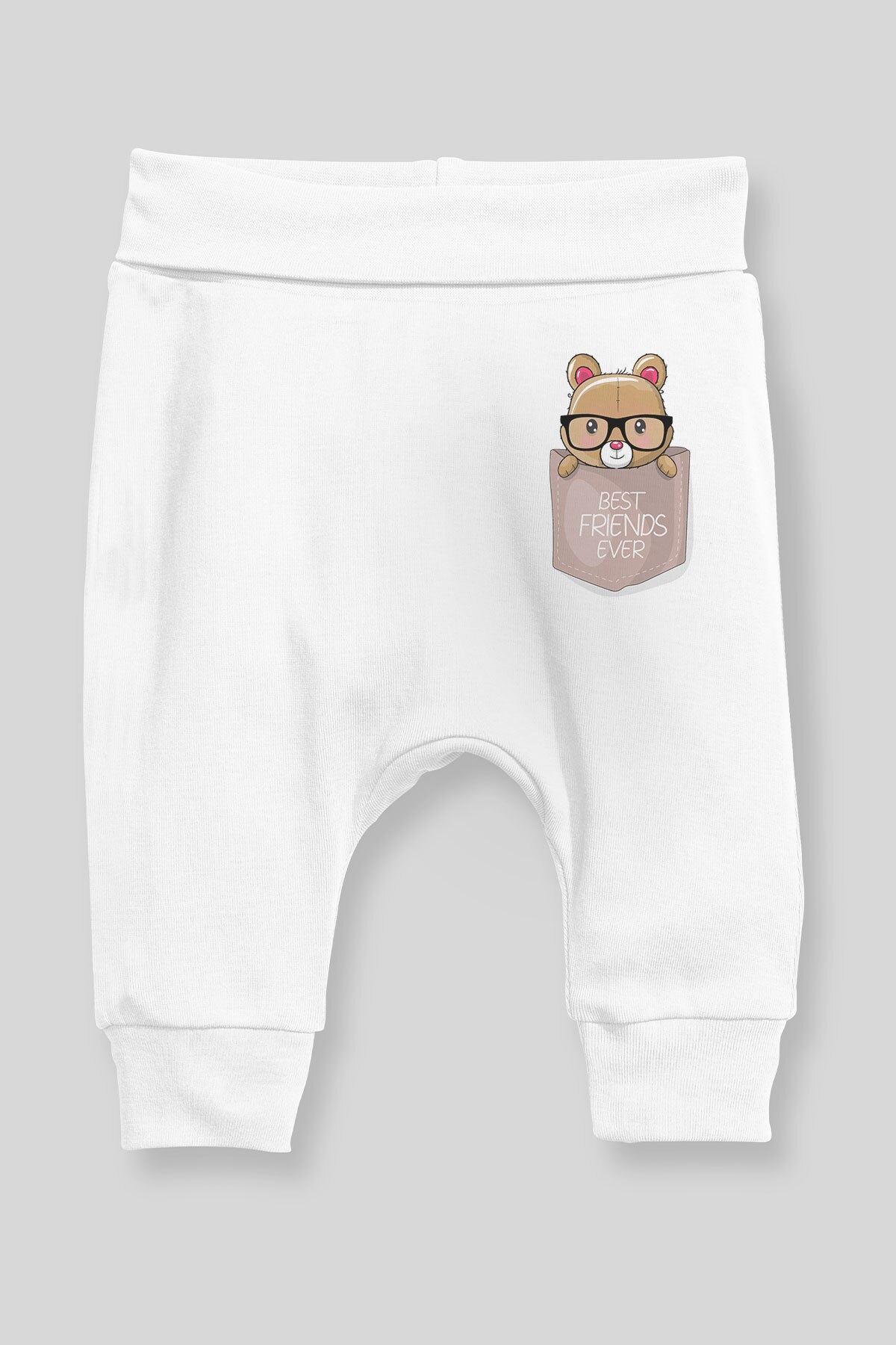Baby Jongen Harem Broek - Angemiel Beer Speelgoed - Wit