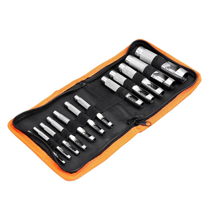 SEDY 12Pcs Leather Tools Hollow Metal Leather Hole Punch Set Leathercraft Hole Craft Set Hollow Puncher Belt Punch Hole Tool Set: Default Title