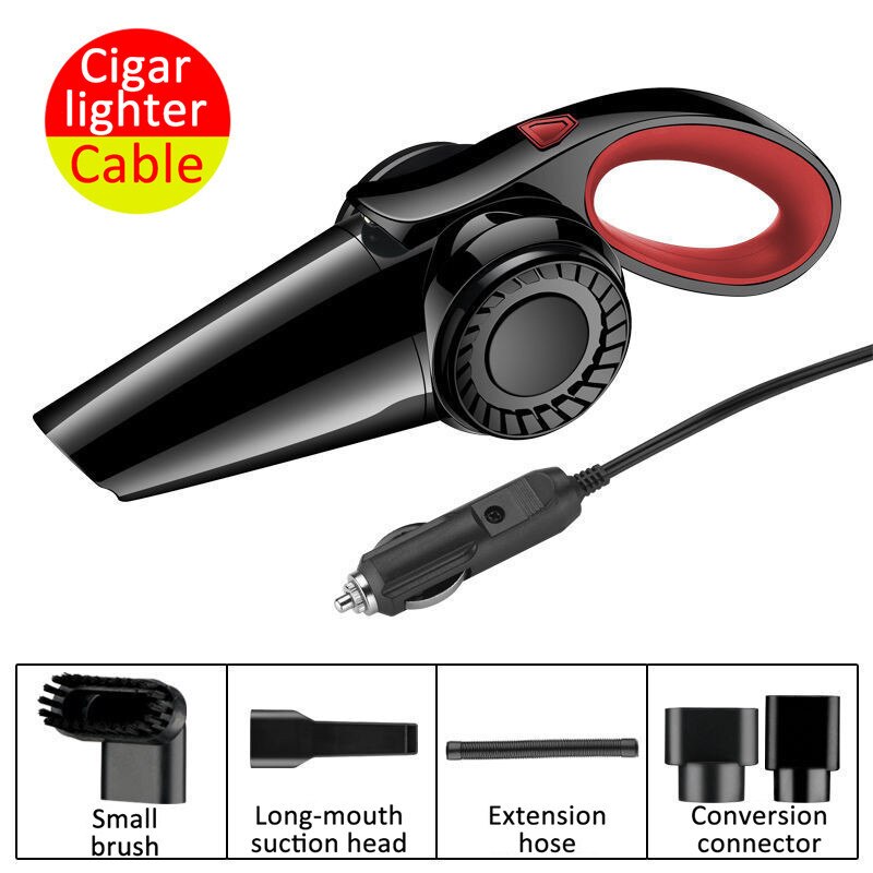 150W odkurzacz samochodowy 12V Handheld bezprzewodowy/wtyczka samochodowa 8500rocznie bardzo duża siła ssąca mokro/suchy odkurzacz 33000rpm dla samochodu Dom: Czerwony