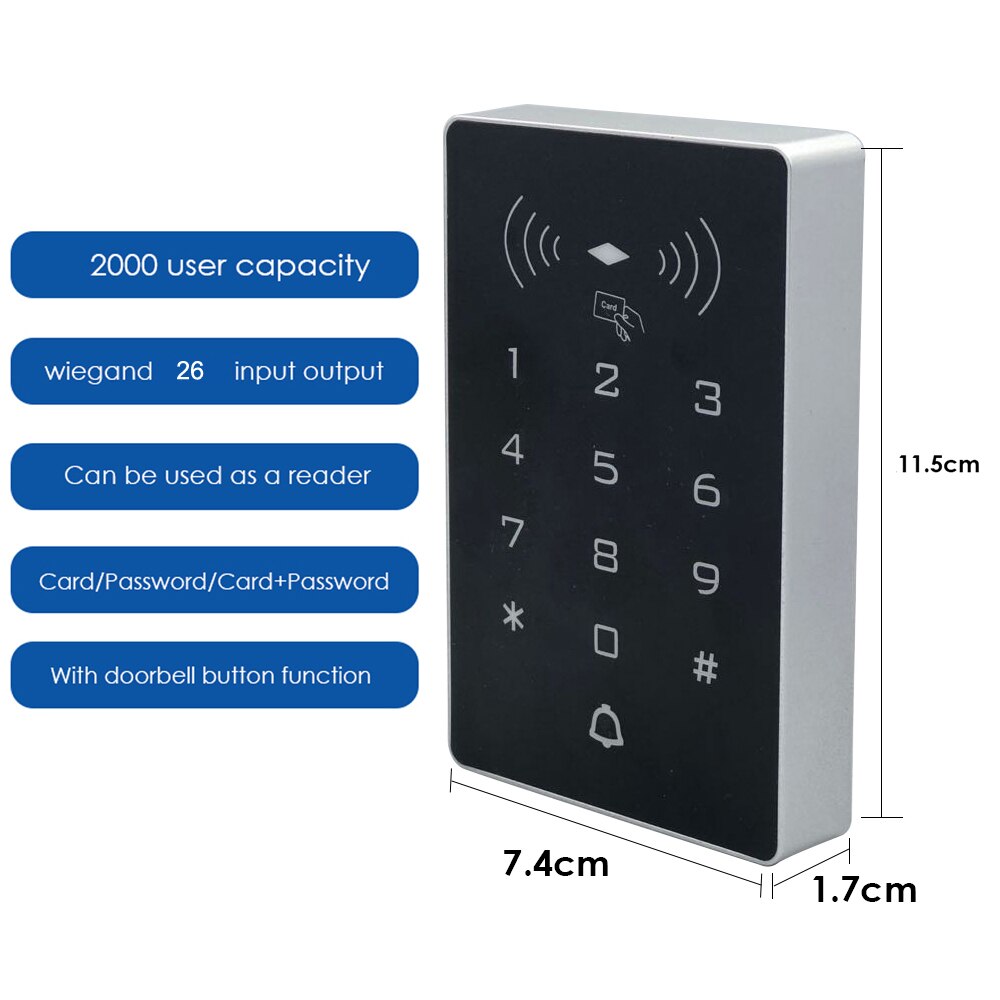 2000 user Standalone Access Controller 125KHz Proximity Card Access Control Keypad RFID Wiegand 26 Access Control System