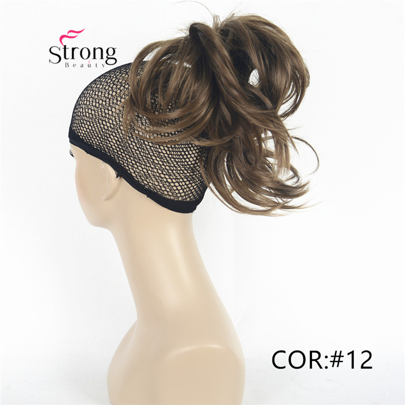 12 Inch Adjustable Messy Style Ponytail Hair Extension Synthetic Hair-Piece with Jaw Claw COLOUR CHOICES: 12 Light brown
