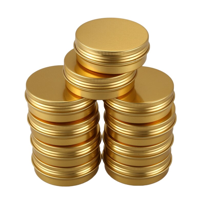 10Pcs Blikjes Schroef Top Containers Aluminium Ronde Blikjes Reizen Blikken Opslag Jar Voedsel Blikken Containers Blikken Met Deksels, goud: Default Title
