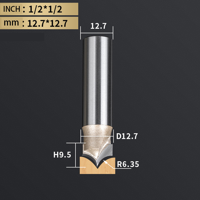 Herramienta de tallado de carpintería, punta de corte redonda, punta de carburo de tungsteno, broca enrutadora CNC para grabado en madera, vástago 1/2 1/4: 26mm