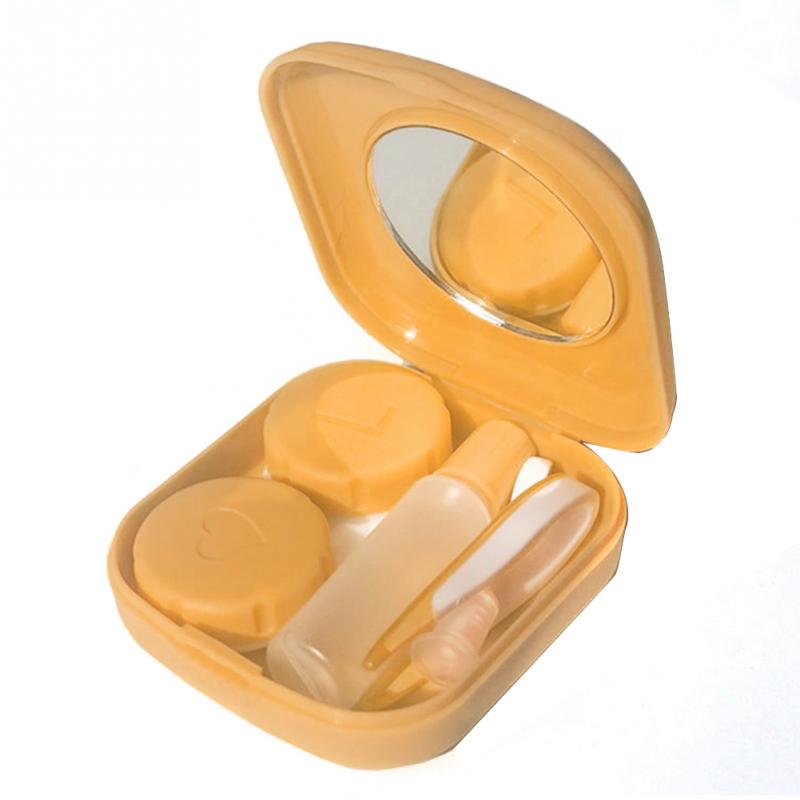 Portable Mini Lens Box Set with Box Tweezers Stick Liquid Bottle Screw-top Lens Case Eyewear Accessories~: Yellow