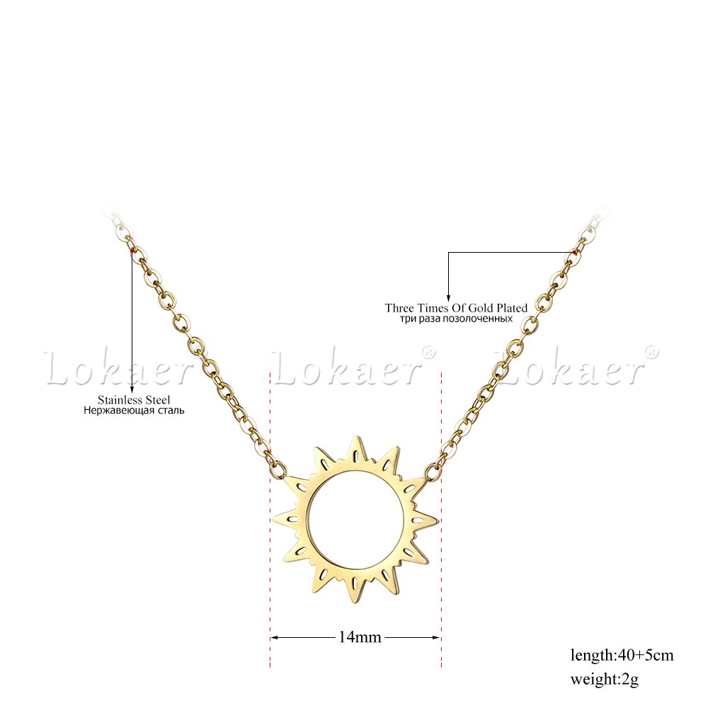 Lokaer Classic Stainless Steel Chains Necklace Jewelry Hollow Sun Flower Pendant Neckalces Bridal Wedding Jewelry N18030