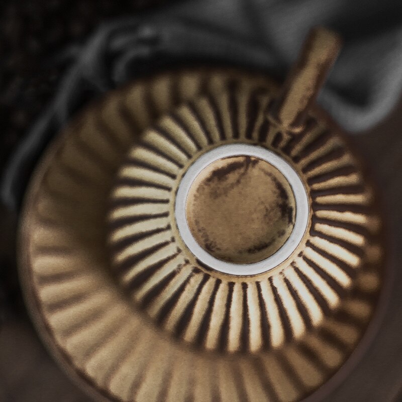 European Ceramic Retro Coffee Cup with Saucer Set Handmade Japanese Style Milk Mug Coarse Pottery Office Teacups Drinkware