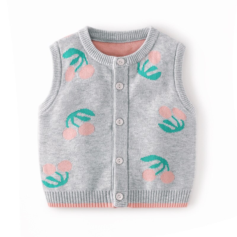 Mise au point 0-3Y bébé filles garçons pull gilet fruits imprimé sans manches tricot veste tenues