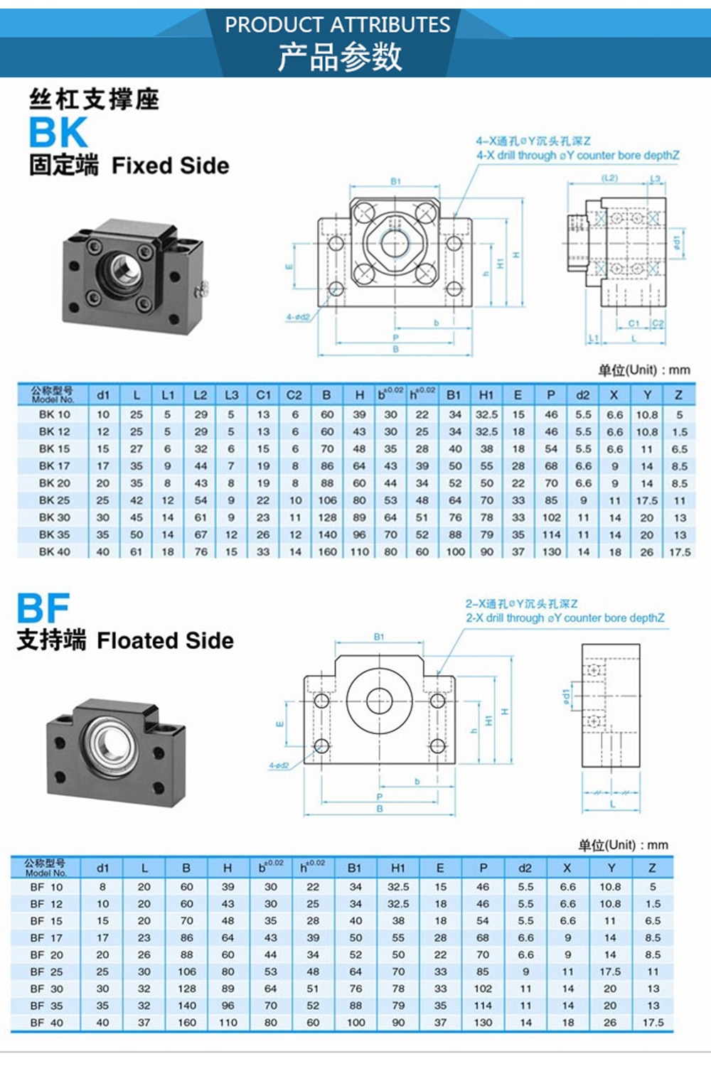soporte de husillo de bolas BK BF series BK10 BF10 BK12 BF12 BK15 BF15 BK17 BK20 BF20 para SFU1204 SFU1605 sfu2005 piezas CNC