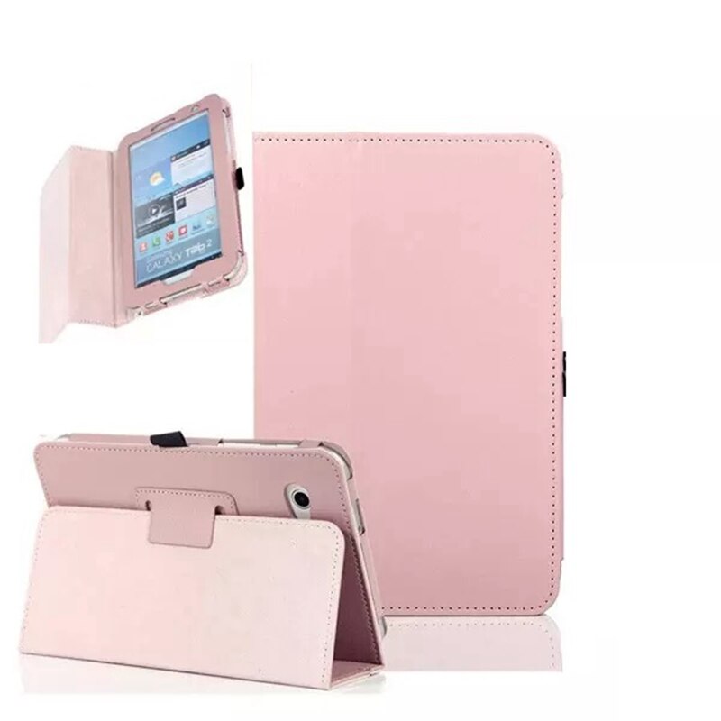 For Samsung Galaxy Tab 2 7 GT P3100 PU Leather Case Cover For Samsung Galaxy Tab 2 P3100 7.0 inch Stand Tablet Case +FilmPen: pink