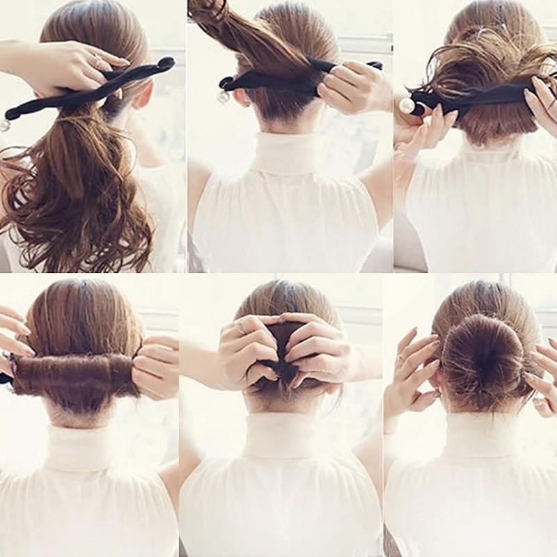 Hårværktøj magisk hurtig knold lav hårstyling langt pandebånd kvinder dame gør-det-selv hårbånd pige hårbånd hårpynt