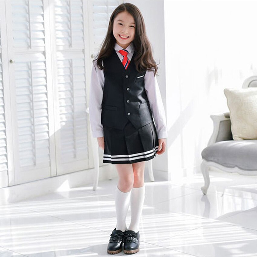 100-170cm britse schooluniformen voor kinderen, tieners, studenten, meisjes, jurk, blouse, set, koor, cheerleader, cheerleadingkostuum