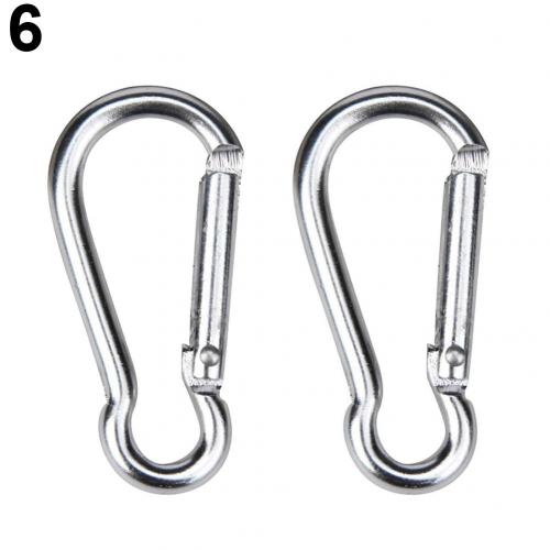 2 Stuks Aluminium Karabijnhaak Sleutelhanger Clip Outdoor Camping Sleutelhanger Karabijnhaak Water Fles Gesp Reizen Klimmen Accessoires: Zilver