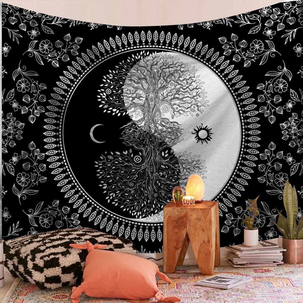 Indisk mandala väggbonad gobeläng boho väggduk gobelänger dekor psykedelisk hippie bohem väggmatta sovrumsdekoration: 200 x 220cm / Breen