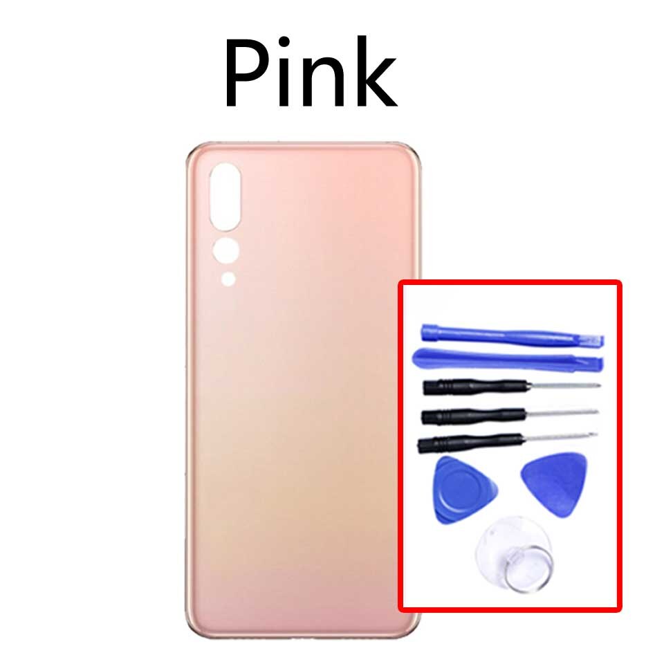 For Huawei P20 Pro Back Glass Battery Cover Rear Door Housing Cover Case For P20Pro CLT-L04 L09 T-L09C AL00 AL01 Chassis Shell: Pink-With tool