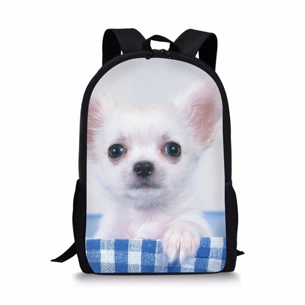 Instantarts barn skolväskor för flickor pojkar söta 3d valpar chihuahua mönster barn skolväskor casual lap top reseryggsäckar: H2837c
