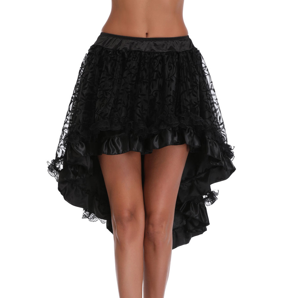 Burlesque – jupe Corset en dentelle, haut et bas, à volants irréguliers, vêtements gothiques Steampunk, jupe de danse de fête Showgirl