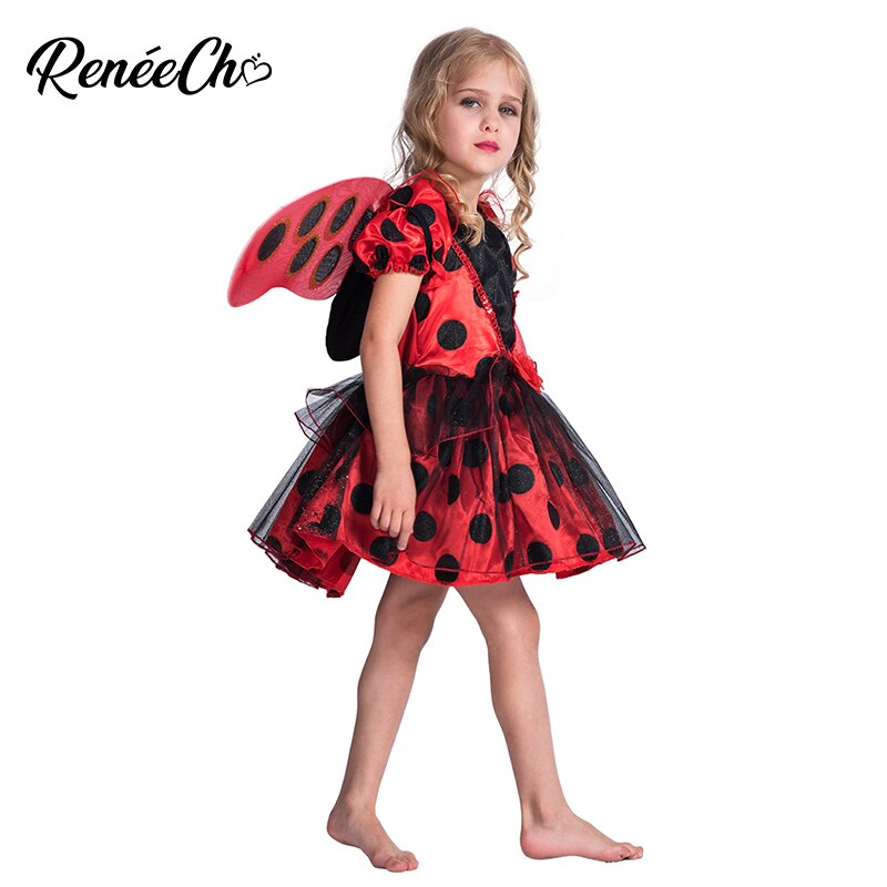 Reneecho Halloween Costume For Girls Kid Ladybug Costume For Birthday Party Toddle Dress Children Carnival Cosplay Costume