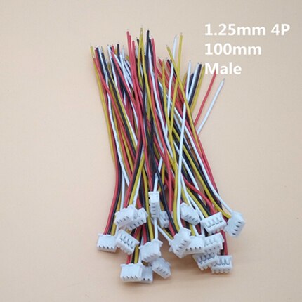 20 Sets/Lot Connector Micro JST 1.25MM 2-Pin/3-Pin/4-Pin Male&Female Connector Plug with Wires Cables LED Strip Connectors: 4P Male 20pcs