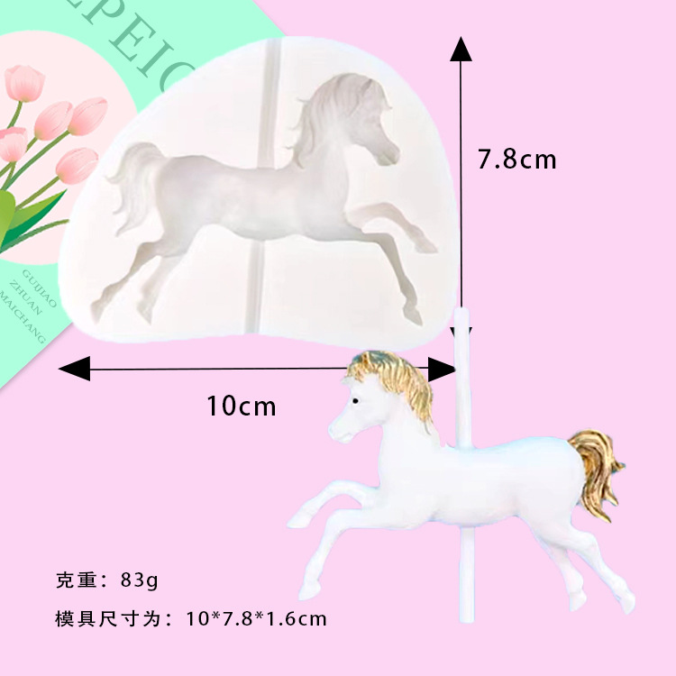 Mirosie-Moldes de silicona con alas de Pegaso, carrusel de caballo, pastel de unicornio, Fondant, Chocolate, bricolaje, molde de silicona para pastel, accesorios para hornear: Verde