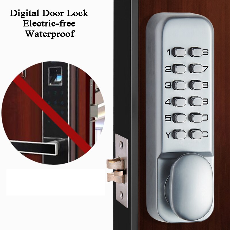 Mechanical Digital Door Lock keypad Code Keyless push button Passage mode Home Entry Lock Lawn /Wooden/Iron Door Gate opener