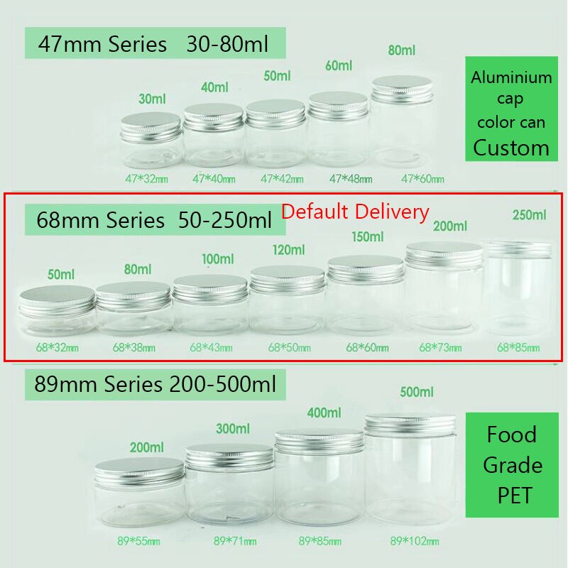 clear plastic jars with lids Clear PET Plastic Jar and Aluminum Lids Empty Cosmetic Containers Storage Bottles & Jars