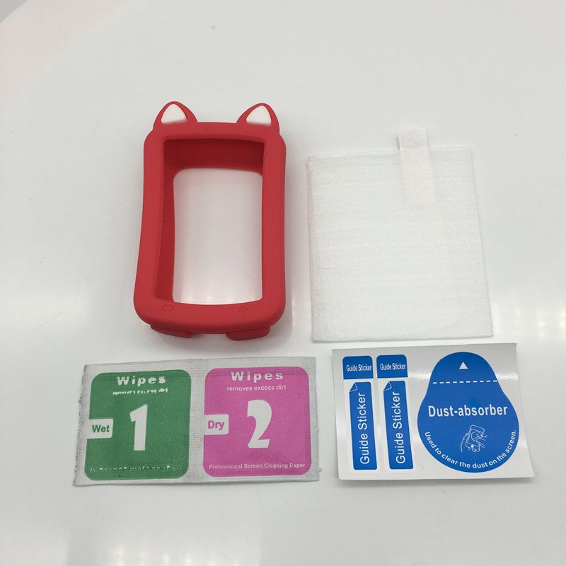 Funda protectora de goma de silicona para Garmin Edge 520 520plus 820, con película para pantalla templada, funda de gato de dibujos animados: 820 red cat
