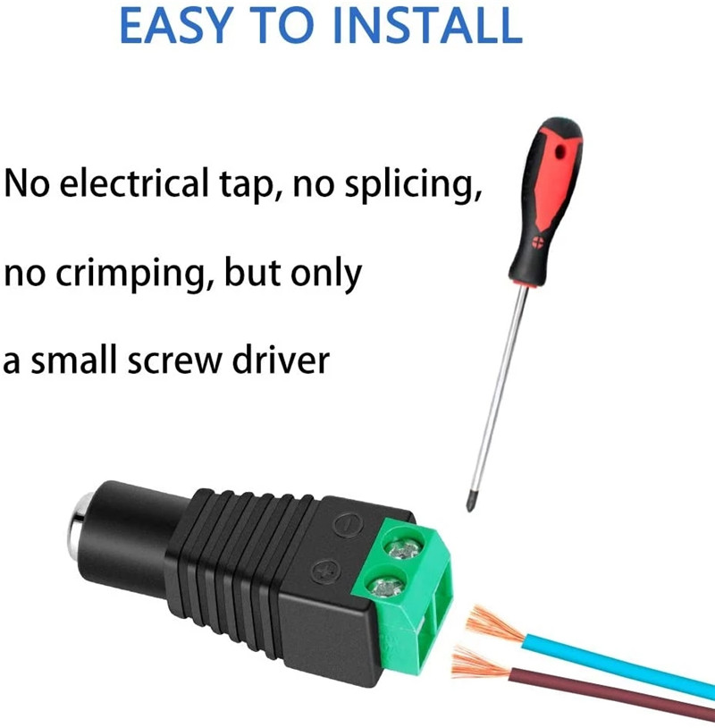 DC Connector Power Jack Plug Adapter 2.1 X 5.5MM 12V 5A Male+Female Power Connector for CCTV Camera Led Strip