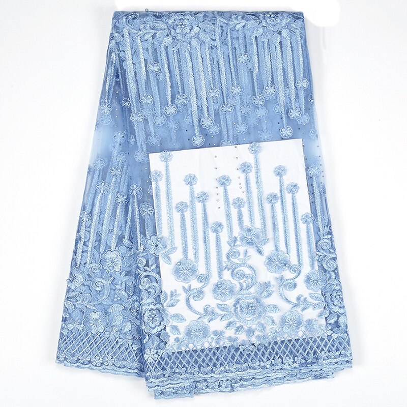 Fransk blonde stof blonde nigerian til kvinder afrikansk tyl blonder med sten 5 yards brudekjole stof: Hvid