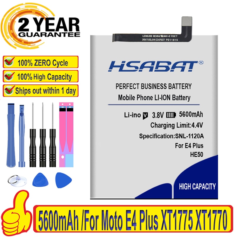 Hsabat Top Batterij Voor Motorola Moto E4 Plus XT1775 XT1770 XT1771 5600 Mah HE50