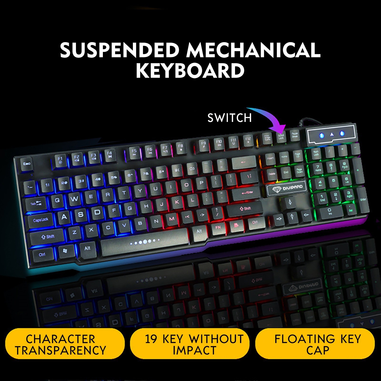 GK50 wired mechanical gaming keyboard floating cap waterproof rainbow backlit full-key gaming keyboard#30