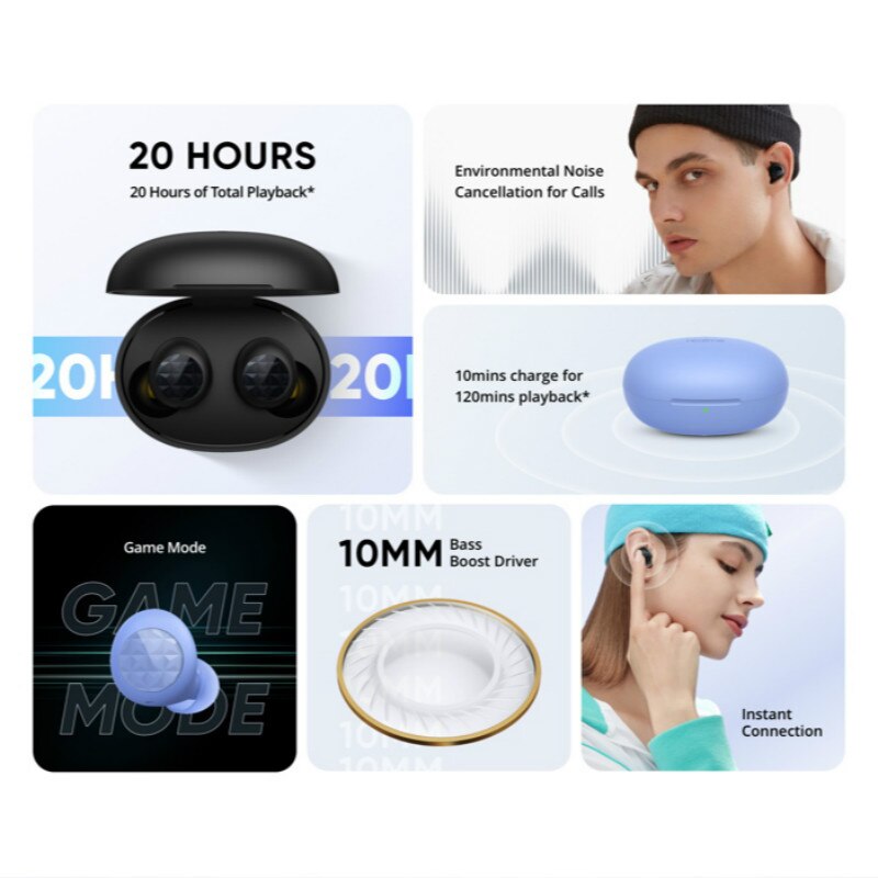 Realme Knoppen Q2 Tws Draadloze Bluetooth Koptelefoon Ruisonderdrukking Oordopjes Ipx4 Waterbestendig Headsets