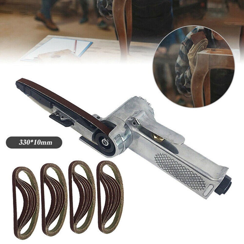 10mm 330 X 10mm Wide Air Finger Belt Sander Power File Detail Sanding + 50 Belts Air Belt Sander Machine Inner Hex Wrench