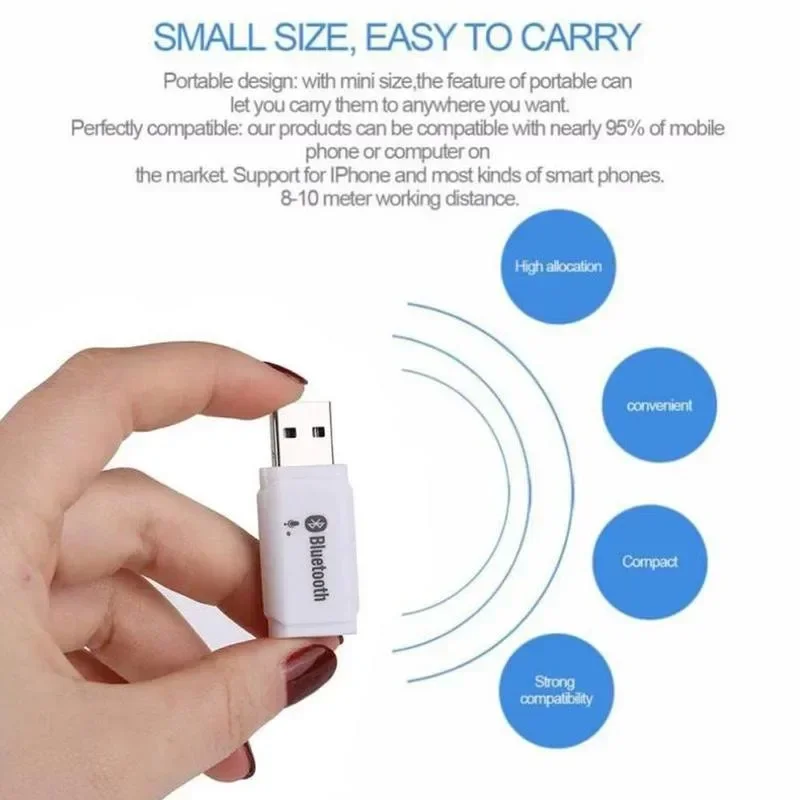 Adaptador USB Bluetooth 5,0 para ordenador, PC, altavoz, receptor de música, Kit de Cables para coche, manos libres