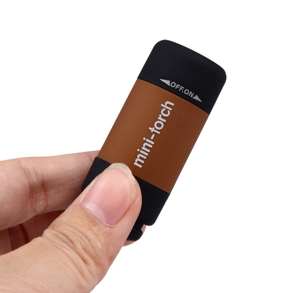Mini-Torch 0.3W 25Lum USB Rechargeable LED Torch Lamp Flashlight Keychain Key Rings: Brown
