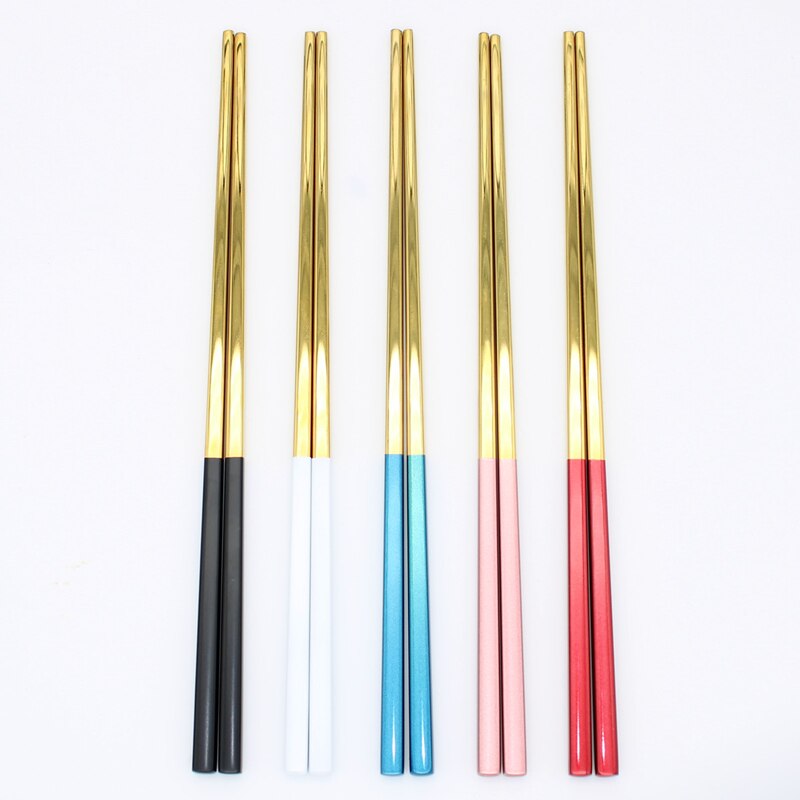 Luxury Metal Baguette Sticks Sushi Tableware Chinese Korean Chopsticks Home 304stainless Steel Chopsticks Japan Dinnerware