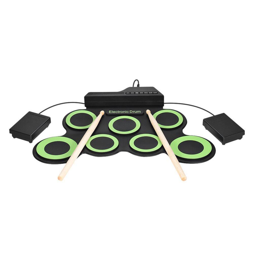 Draagbare Elektronische Drum Digitale Usb 7 Pads Roll Up Drum Set Siliconen Elektrische Drum Pad Kit Met Drumsticks Voetpedaal