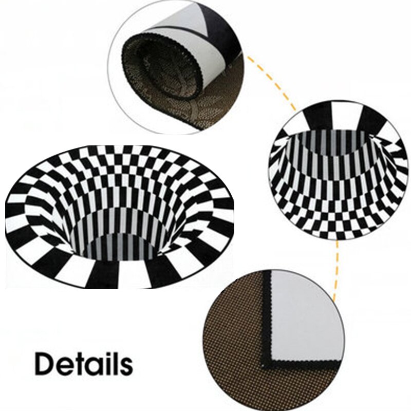 3D Vortex Visual Illusion Rug Swirl Print Optical Illusion Areas Rug Carpet Floor Pad Non-slip Doormat Blanket For Home Decor